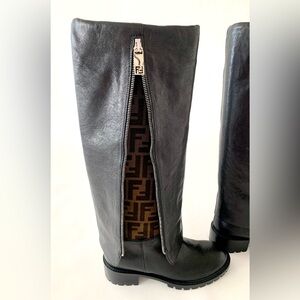 Fendi Zucca Foldover Zipper Boot, NWOT, never worn. Pristine condition.
